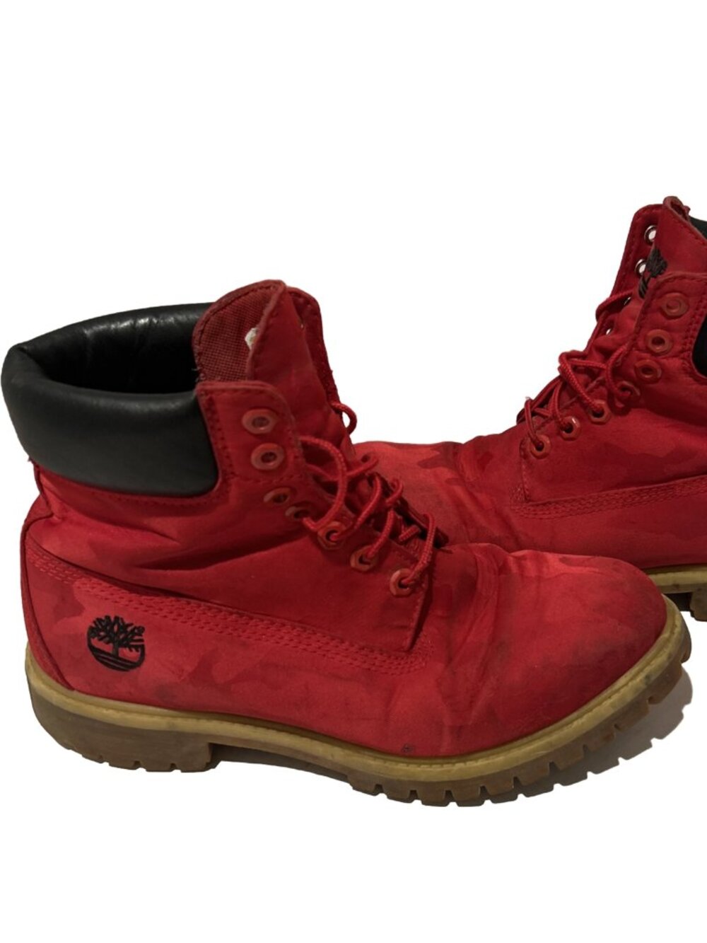 TIMBERLAND Red Camo Valentines Premium Hiking Boots A15LB Men Size 8.5 Womens 10
